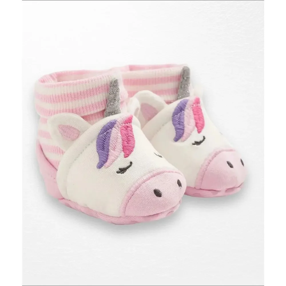 NWT JoJo Maman Bébé Unicorn Baby Slippers, 3-6 Months